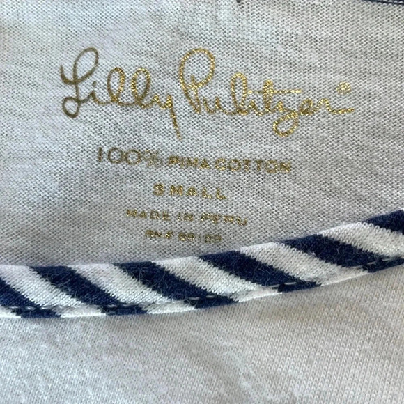 Lilly Pulitzer Boat neck Marlowe Striped t-shirt Dress Navy white stripes Size S - Picture 3 of 13